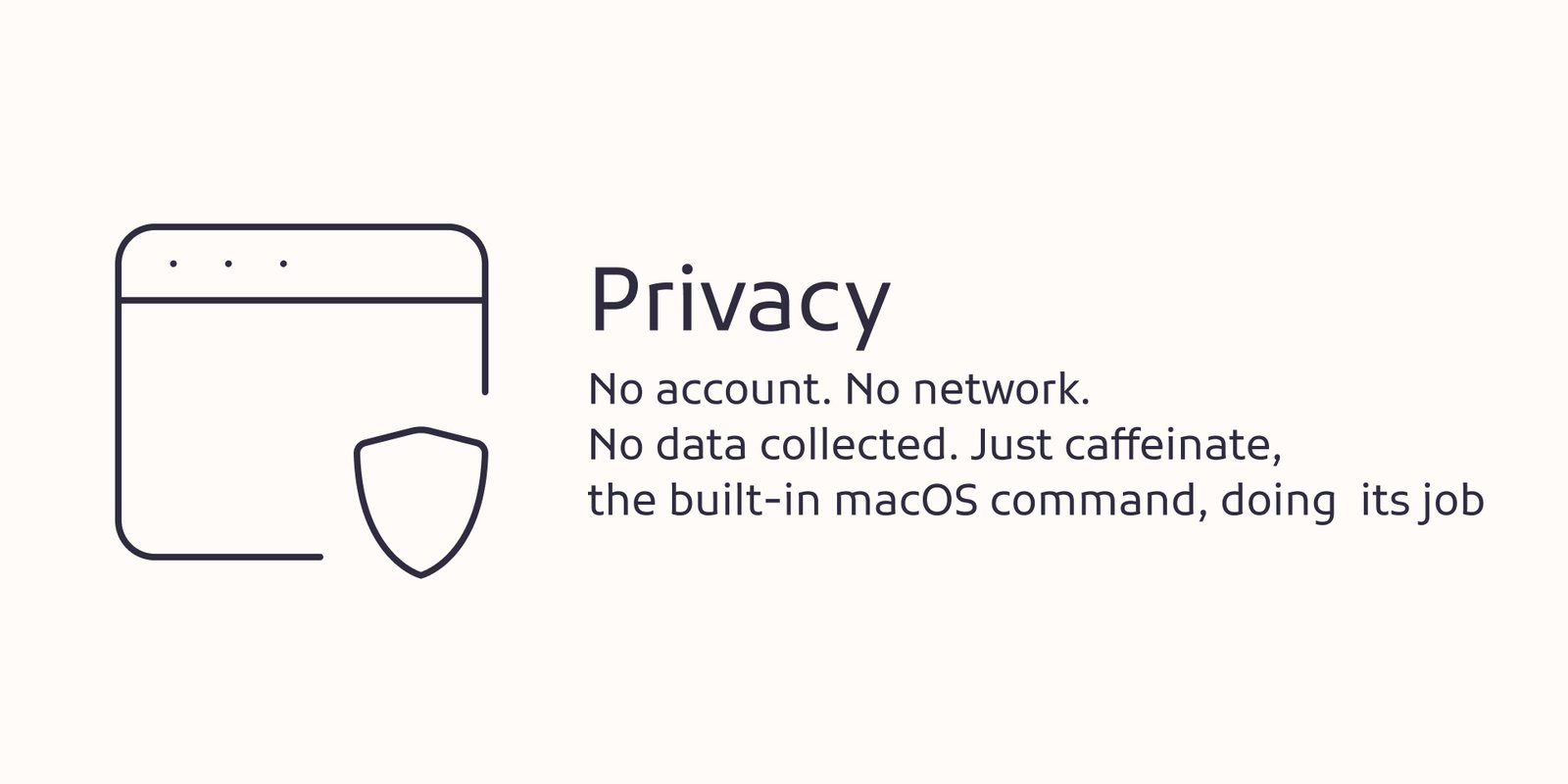 Privacy — no account, no network